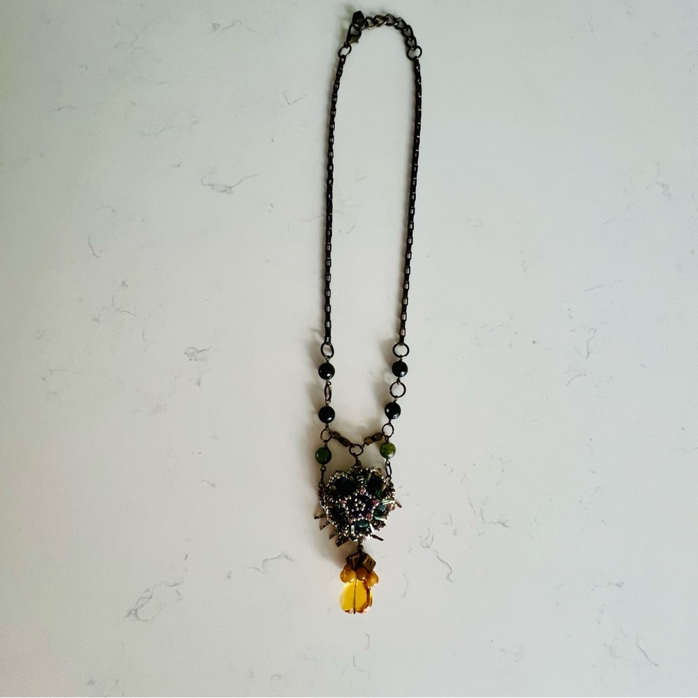 Unique Jewel Tone Labrodite Chunky Pendant Necklace - Picture 10 of 11